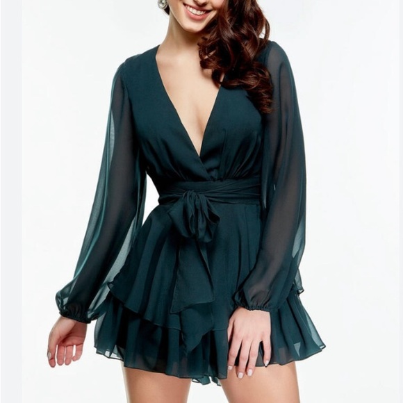 Alyce Paris Secret Dress Chiffon Romper dress M L - Picture 1 of 8